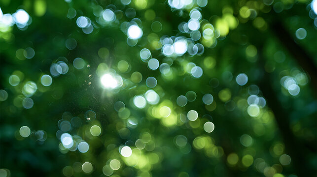 Sunlight Filtering Through Green Leaves Bokeh Background