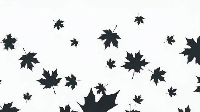 Falling dark maple leaves motion graphic, simple seasonal backdrop, natural autumn transition