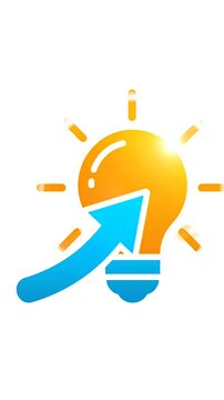 idea symbol, light bulb with up arrow icon, innovation and inspiration, creative solution, brainstorming concept