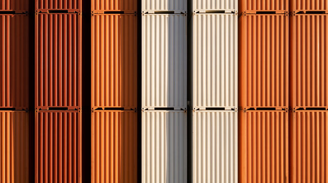 Shipping Containers Stacked in Row for Freight Logistics