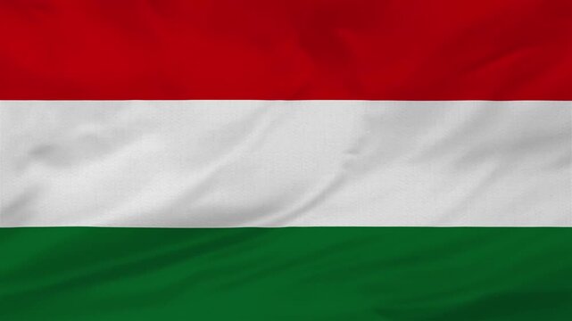 Hungary Flag Waving in Slow Motion Loop Animation