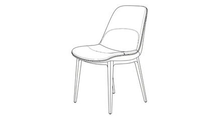 Modern dining chair line art vector, minimalist furniture outline illustration, contemporary scandinavian style seating icon for interior design © Chrome