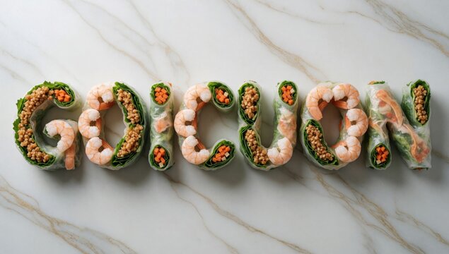 Word good spelled capital letters white marble surface arranged way form shape spiral each letter slightly ove