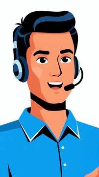 Customer service operator with headset smiling, support agent, communication, helpful, friendly professional, call center, online assistance, headset user, technical support, happy worker