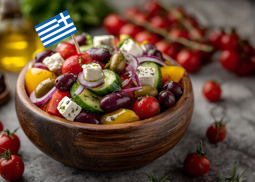 Greek salad with feta cheese.