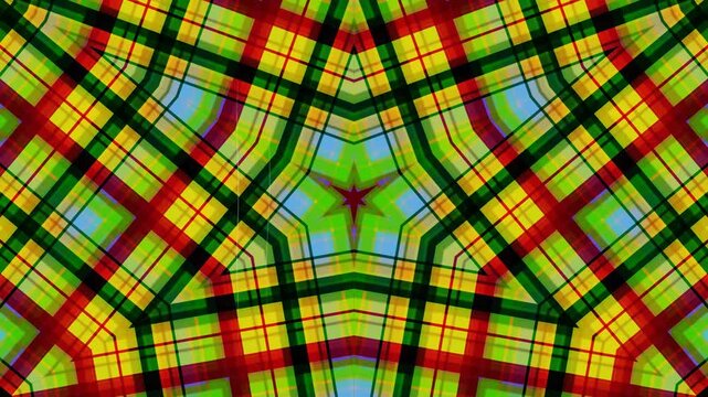 Colorful plaid kaleidoscope geometric star animation