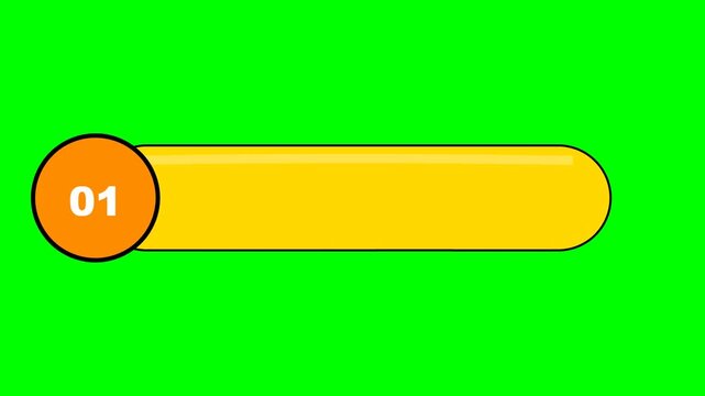 Bright orange button with number one on green background.
