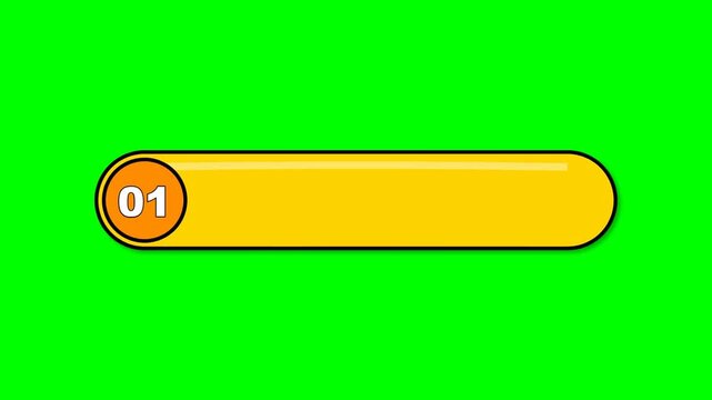 Bright yellow button with number one on green background.
