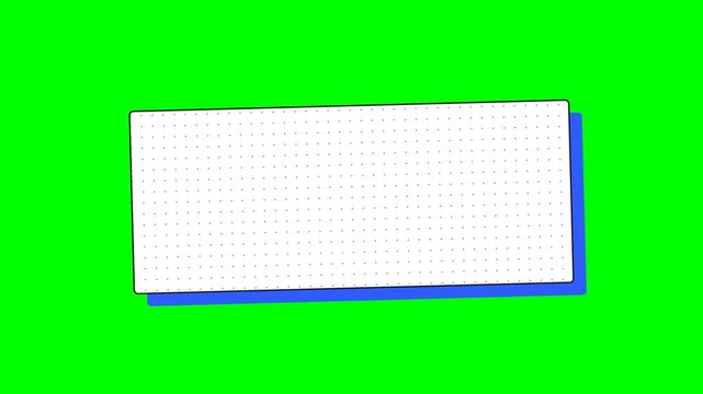 White grid notebook on bright green background.