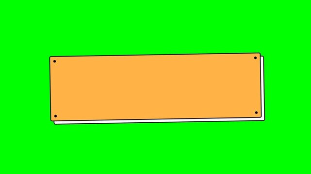 Blank orange rectangle sign against green background.