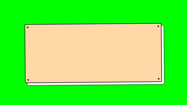 Blank beige rectangular sign on solid green background.