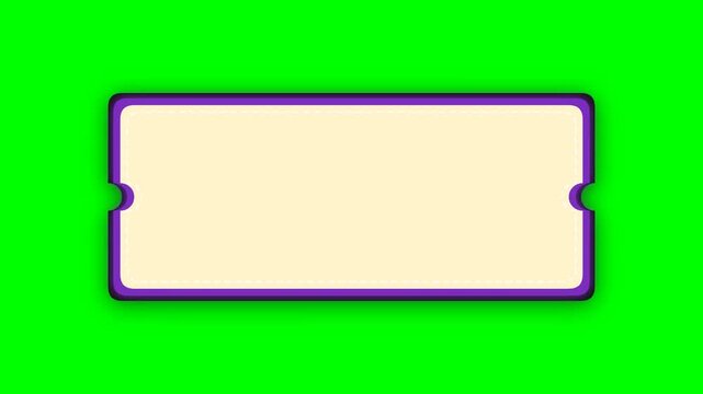 Blank beige ticket with perforated edges on green background.