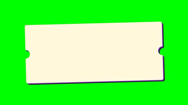 Blank white ticket stub on bright green background.
