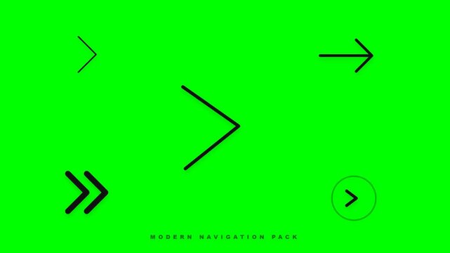 Set of black arrow symbols on bright green background.