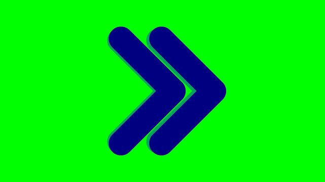 Modern minimalist blue arrow icon on green background.