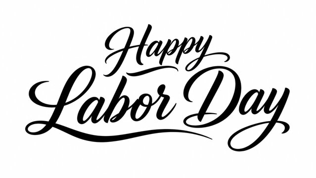 Happy labor day cursive text design in elegant black style