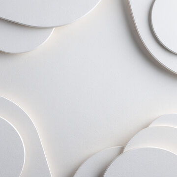 Luxury Minimal Paper Art Background in White with Soft Waves and Geometric Design. Modern White Paper Cut Wave Background with Clean Minimal Composition. Abstract White Layered Paper Background