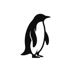 Obraz premium Minimalist Black and White Penguin Silhouette Icon