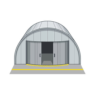 Metal Quonset Hut Storage Warehouse Building with Sliding Doors on Concrete Foundation
