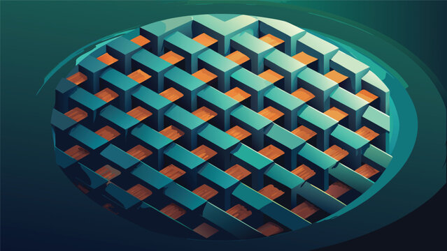 Editorial 3D cube grid pattern vector illustration with geometric abstract background structure isometric creative repeating perspective backdrop wallpaper vector illustration