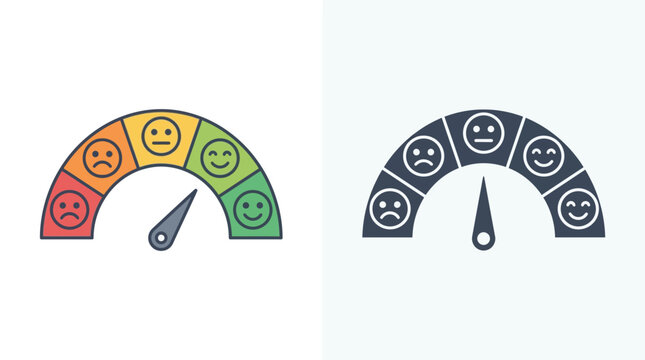 Team Meeting Feedback Meter with Customer Satisfaction Emoji Scale and Performance Indicator Gauge