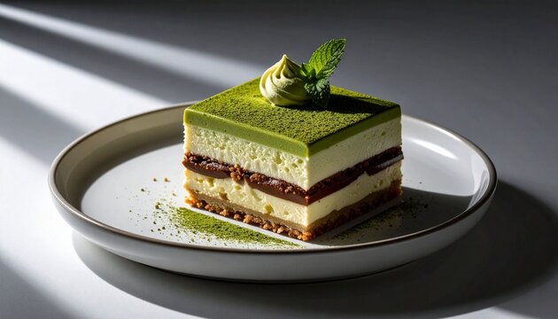 Premium Matcha Layered Cake with Elegant Presentation