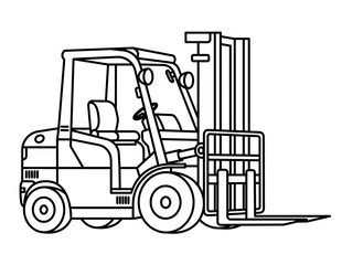 Forklift Coloring Book Page for Kids – Simple Cartoon Forklift Outline Vector Illustration © Hobsdoo