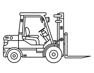 Forklift Coloring Book Page for Kids – Simple Cartoon Forklift Outline Vector Illustration © Hobsdoo
