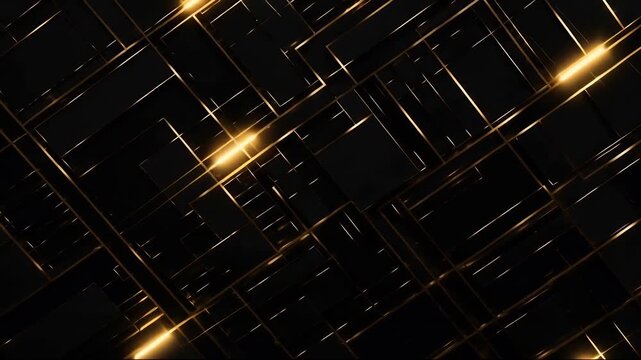 Geometric Pattern with Gold Metallic Lines for Abstract Background and Business Presentation Design