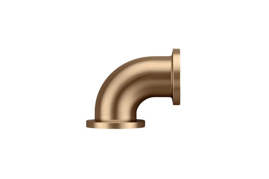 Smooth bronze elbow pipe with flat circular end flanges