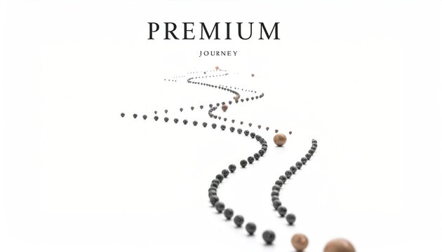 Abstract premium journey path with dots on white background.