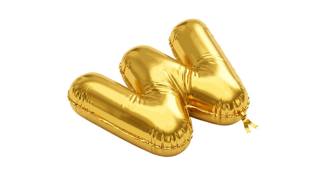 Vector illustration of golden letter w balloon on a transparent background