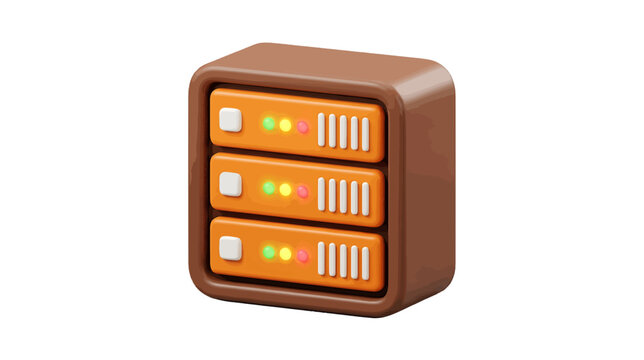 Vector illustration of 3d icon of a server rack with three storage units on a transparent background