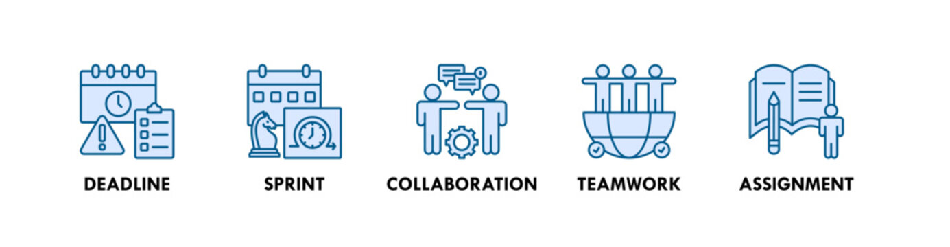 Task Manager banner web icon illustration concept with icon of deadline, sprint, collaboration, teamwork, and assignment