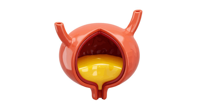 Vector illustration of 3d illustration of a human urinary bladder with urine inside on a transparent background