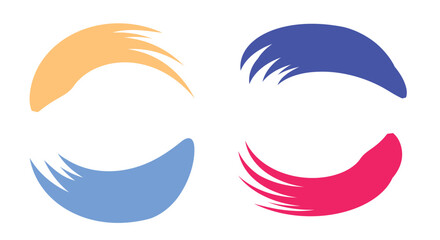 Naklejka premium Abstract colorful circular brush stroke swoosh logo vector set