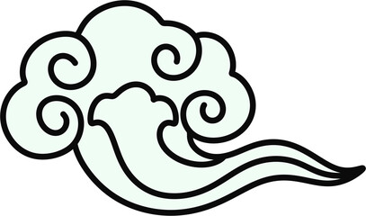 Obraz premium Oriental cloud outline traditional asian auspicious decorative line pattern illustration icon vector
