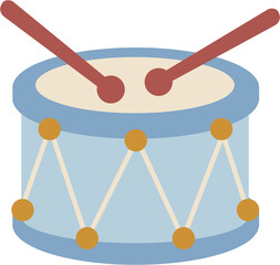Toy drum cute cartoon flat kids children musical illustration icon design element vector
