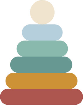 Stacking ring tower toy cute cartoon flat kids children illustration icon design element vector