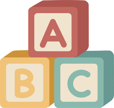 Alphabet building blocks toy cute cartoon flat kids children illustration icon design element vector