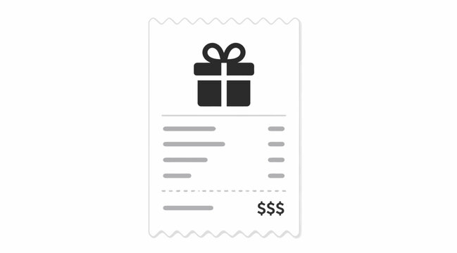 Gift receipt icon representing a special purchase, shopping transaction, or present delivery, ideal for e-commerce, retail, and customer service applications