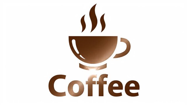 Isolated coffee cup with steam icon animated, simple motion graphic, brown on white