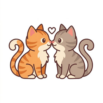 Two cartoon cats sharing a loving moment together.