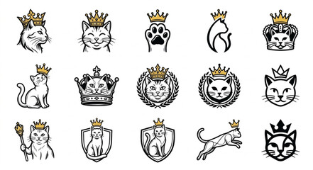 Royal Crown Cat Illustrations Collection. © nicholas