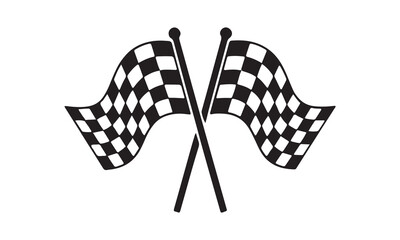 Fototapeta premium Crossed checkered racing flags vector icon for racing competitions, motorsport events, sports championships, finish lines, and victory celebrations.