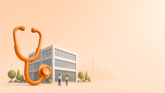 Corporate health checkup concept with stethoscope icon