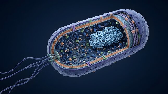 Scientific model of bacterial cell internal structure