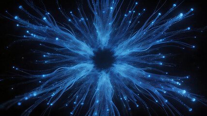 Fototapeta premium Blue fiber optic light burst