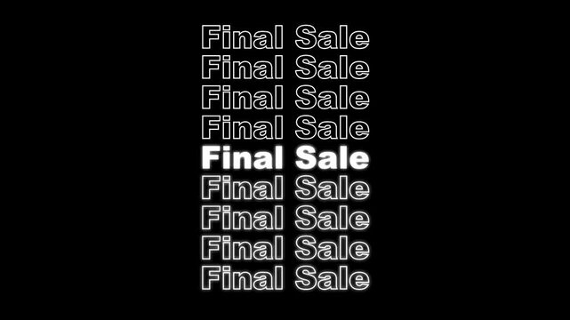 Modern Final Sale Kinetic Typography Animation Featuring a Scrolling White Text Highlight on a Black Background