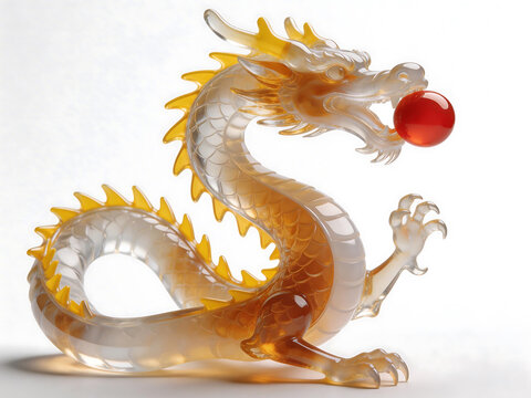 Dragon figurine with red ball